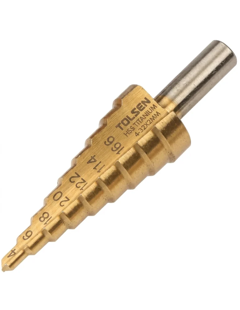 FORET/MECHE ETAGEE TITANIUM HSS 4-32X2MM TOLSEN (AI Enhanced) FORET/MECHE ETAGEE TITANIUM HSS 4-32X2MM TOLSEN – Image 1