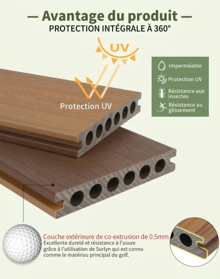 LAMES TERRASSE COMPOSITE ARCHIPELS 22*140*2M80 IPE/ASHWOOD