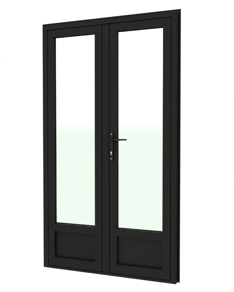 PORTE ALU VITRE NOIR 1200*2145 OUV FR (AI Enhanced) PORTE ALU VITRE NOIR 1200*2145 OUV FR – Image 1
