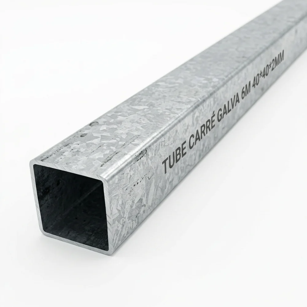 TUBE CARRE GALVA 6M 40*40*2MM (AI Enhanced) TUBE CARRE GALVA 6M 40*40*2MM – Image 1