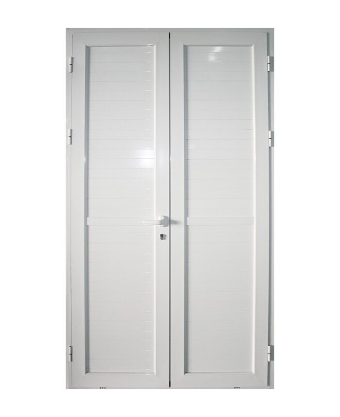 EA - PORTE ALU PLEIN BLANC 2 BATTANTS 1190*2170