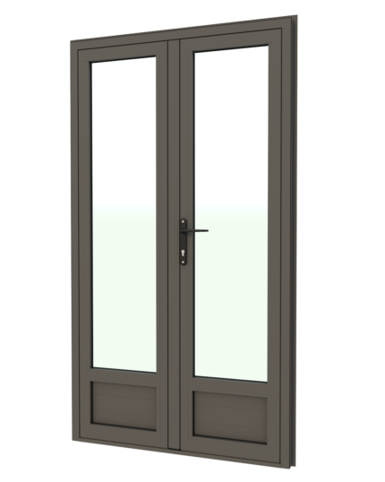 EA - PORTE ALU VITREE BAS PLEIN 2 BATTANTS NOIR 1190*2140