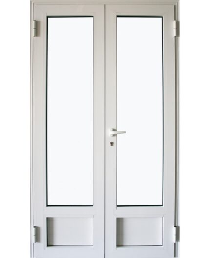 EA - PORTE ALU VITREE BAS PLEIN 2 BATTANTS BLANC 1190*2140