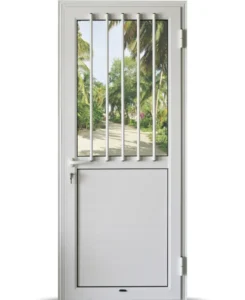 EA - PORTE ALU BLANC BAREAUDEE 890*2170 GAUCHE