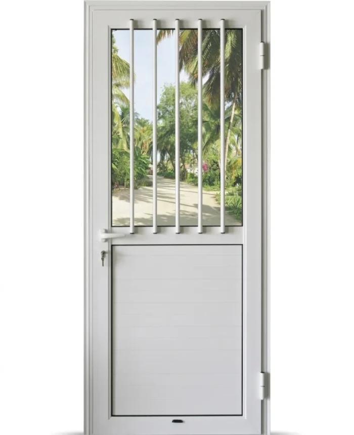 EA - PORTE ALU BLANC BAREAUDEE 890*2170 GAUCHE