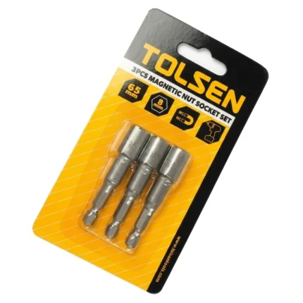 JEU DE 3 DOUILLES A ECROU 8 MAGNETIQUE TOLSEN (INDUSTRIEL)