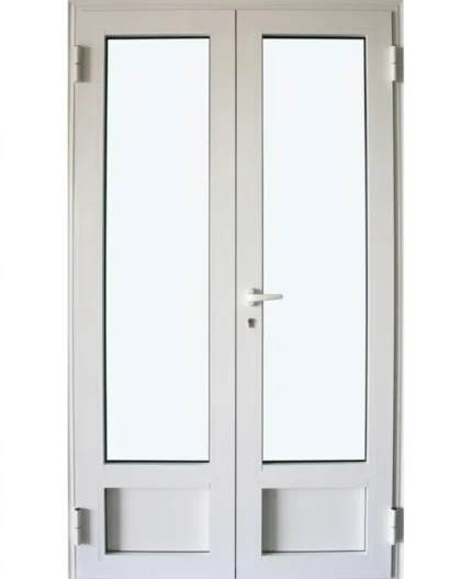 EA - PORTE ALU VITREE BAS PLEIN 2 BATTANTS BLANC 1190*2140