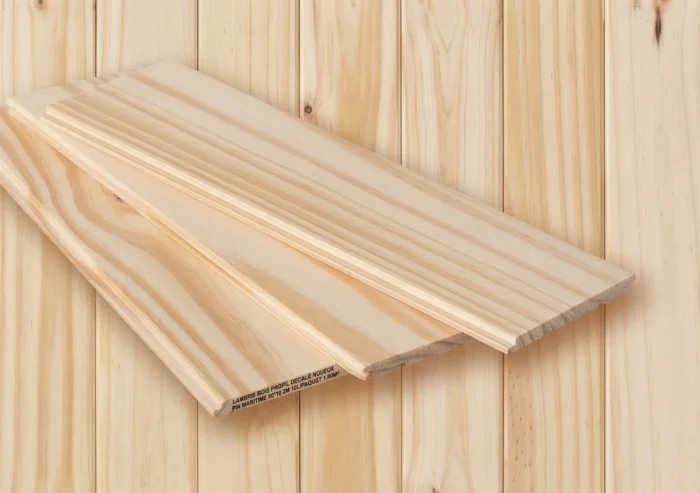 LAMBRIS BOIS PROFIL DECALE NOUEUX PIN MARITIME 90*10 2M 10L/PAQUET 1.80M²